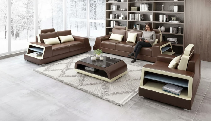 Sofas komplekts 3-vietīga dīvāns galds no ādas mūsdienīgs dīvāns dīvāns iekārta istabas pie mājas