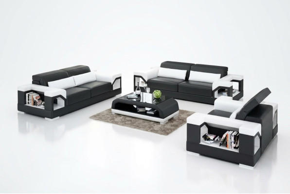 Dīvāns Ar galdiņu Sofas komplekts 3 vietas Dīvāna galds Ādas dīvāns Moderns dīvāns Dzīvojamā zona