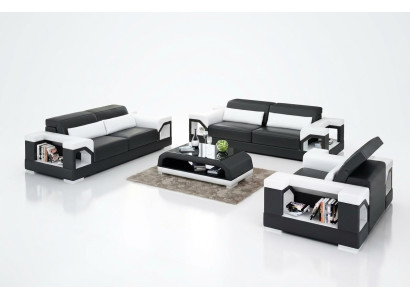 Dīvāns Ar galdiņu Sofas komplekts 3 vietas Dīvāna galds Ādas dīvāns Moderns dīvāns Dzīvojamā zona