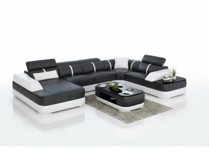 Stūra mīkstais dizains Moderna dzīvojamā istaba Stūra dīvāns ar ādas pārklājumu Dīvāns Sofa
