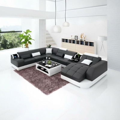 Dzīvojamā istaba Dizaina Stūra Sofa Mēbeles Moderns Stūra Dīvāns Ādas Pārklājums Dīvāns