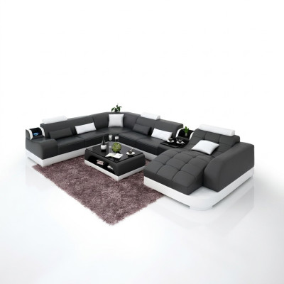 Dzīvojamā istaba Dizaina Stūra Sofa Mēbeles Moderns Stūra Dīvāns Ādas Pārklājums Dīvāns
