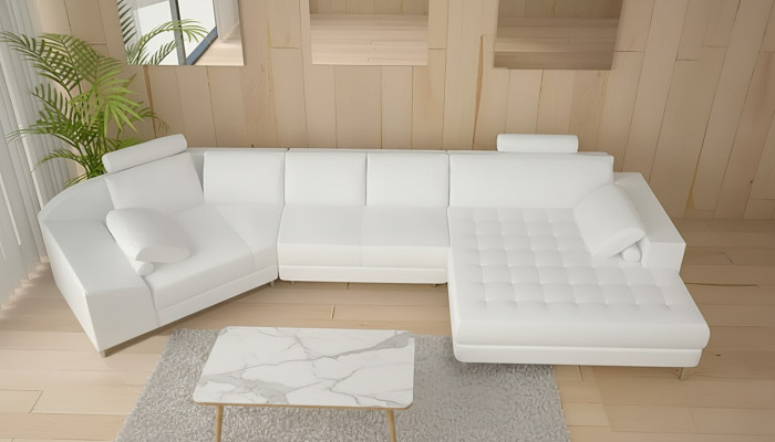 Mūsdienīgs stūra dīvāns U formas ādas dīvāns stūra sofa ar pārklājumu dizainera dīvāns.
