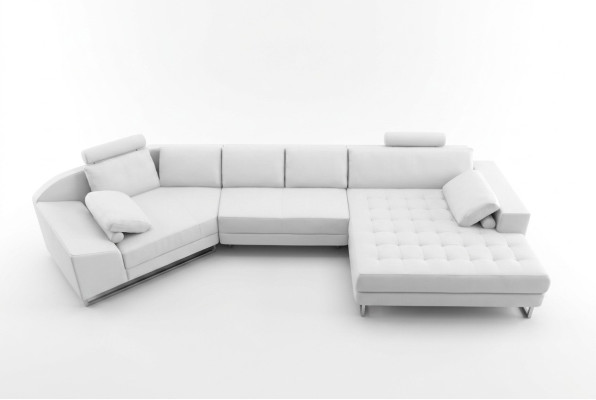 Mūsdienīgs stūra dīvāns U formas ādas dīvāns stūra sofa ar pārklājumu dizainera dīvāns.