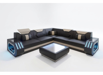 Stūra ādas mēbelēs dizains dzīvojamā istaba stūra dīvāns dīvāns sofa L forma mītnei