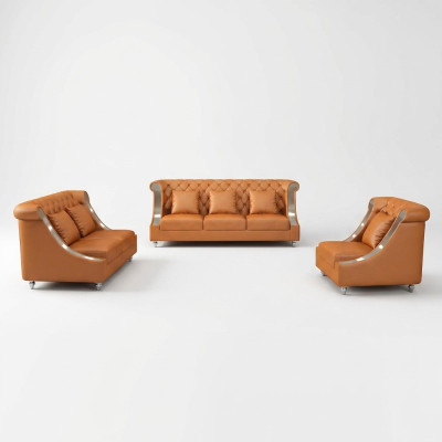 Mūsdienīga 3-vietīgā ādas Chesterfield dīvāna dīvāns.