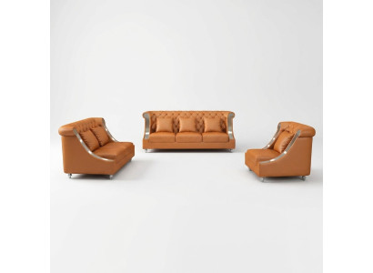 Mūsdienīga 3-vietīgā ādas Chesterfield dīvāna dīvāns.