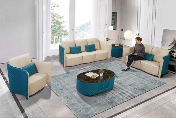 Trīsvietīga itāļu stila sofa 3-vietīga moderna ādas sofa dīvāns