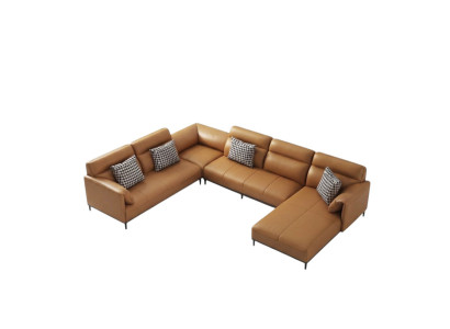 Dzīvojamā istaba Stūra dīvāna dizains Stūra dīvāns Mēbeles Ādas polsterējums Dīvāns Sofa