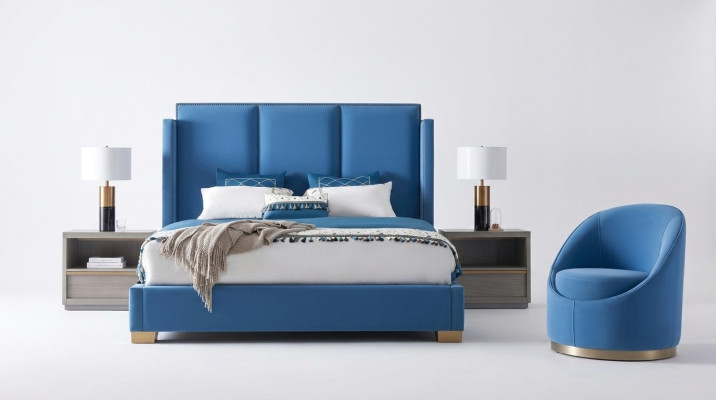 Royal Blue Beds Double Bedroom Bedding Textile 180x200 Luxury Hotel -> Karaliski zilā gulta divguļamā istaba, tekstils 180x200 luksusa viesnīca