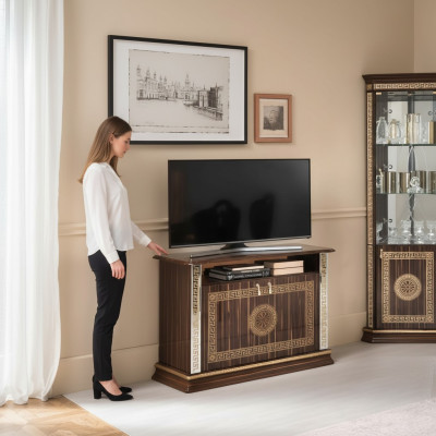 RTV skapis Itāliešu mēbeles Brūns koks Komodes Sideboard plaukts Ekskluzīvs Jauns