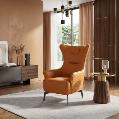 Oranžs krēsls ādas krēsls 76 x 80 cm vienvietīgs luksus dizaina mēbele