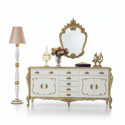 Sideboard Kommoden Anrichte Möbel Schrank Garnitur Set 2tlg Kommode Spiegel Neu  Komodas Komodes galds Skapis komplekts 2 gab. Komoda Spogulis Jauns