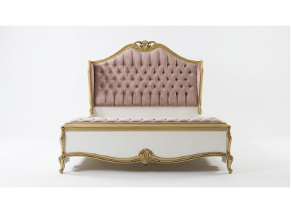 Chesterfield gultas karkasa dizains, mīksts luksusa gultas guļamistaba gultas rozā krāsā.