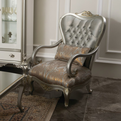 Sudraba Chesterfield krēsla Franču stila mēbeles krēsla vienvietīgs kokaściešs