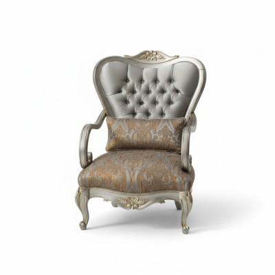 Sudraba Chesterfield krēsla Franču stila mēbeles krēsla vienvietīgs kokaściešs