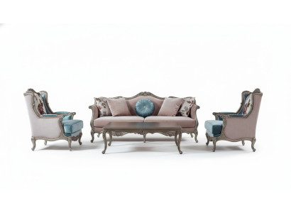 Sofasiena Sofa Luxus Dīvāns Krēsli 3+1+1 Sēdekli Galdiņš Komplekts 4 gabali