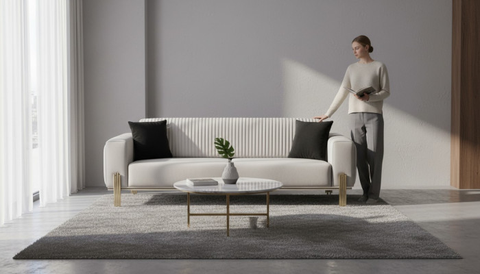 Luksusa sofa 3 vietas dīvāns dīvāni Gepolsterēts dīvāns audums Moderns balts Trīsvietīgs