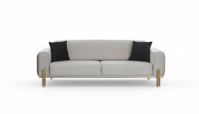 Luksusa sofa 3 vietas dīvāns dīvāni Gepolsterēts dīvāns audums Moderns balts Trīsvietīgs