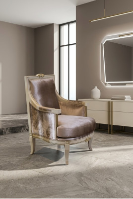 Krēsls Art déco Relaksējošs audums Lounge Tekstils Sēdētājs Luksusa Sēdvieta Poliesters
