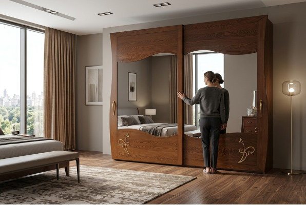 Skapis Skapis Spogulis Koks Mēbeles Skapji Garderobe Koks Itālija Jaunums
