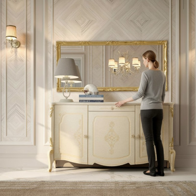 Dizaina mēbeles Baroka stilā Komoda Serveris Sideboard Koka Itālijas Low Sideboard