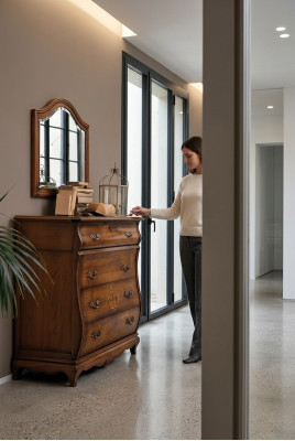 Komoda Sideboard Skapis Koks Itāļu Mēbeles Masīvs Spogulis 2 gab.