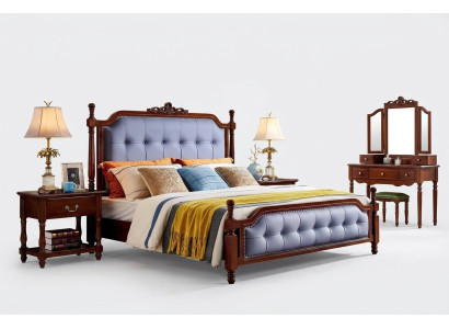 Gulta luksusa guļamistabā divguļamā gulta koka polsterēts gultas rāmis Chesterfield.