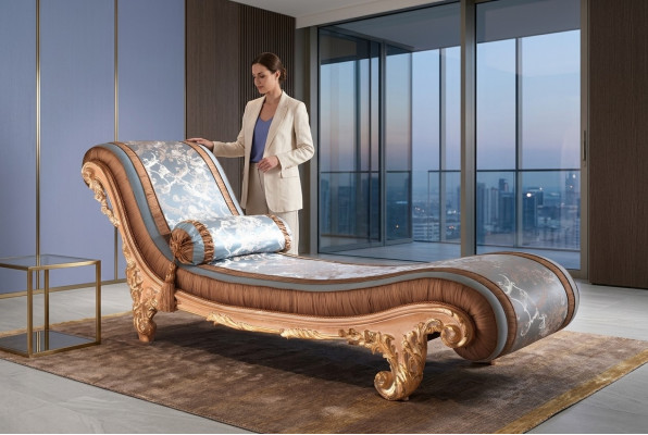 Gultas Art déco brūns komforta luksusa atpūtas šaiseļonga itāļu mēbeles