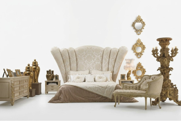 Chesterfield Lielā gultas galvade Gultas apdare Viesnīcas gulta Krāsa balta Klasika