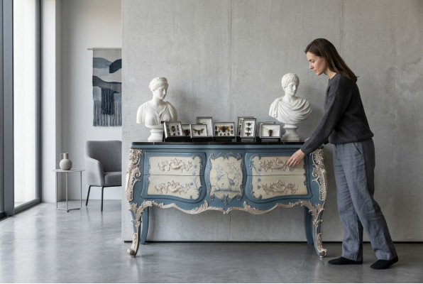 Komoda Sideboard koka skapis galds Itāļu dizains luksusa mēbeles īstais koks