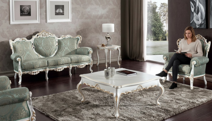 Sofas komplekts Dīvāns Klasiskā baroka mēbeles Dzīvojamā istaba Dīvāns 5 gab. Dīvāns Galds