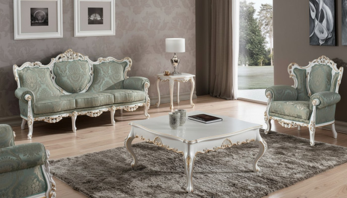 Sofas komplekts Dīvāns Klasiskā baroka mēbeles Dzīvojamā istaba Dīvāns 5 gab. Dīvāns Galds