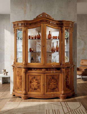 xxl Vitrīnas stikla skapis Echtholz Vitrine Anrichte Italienische Möbel Schränke