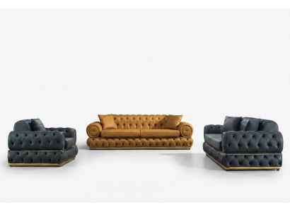 Sofas komplekts 3+3+1 sēdvietu sofa dīvāns krēsls ādas luksusa Chesterfield.