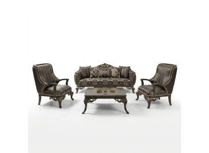 Ohrensessel Krēsla dizains Polster Sofa Couch audums Barokka viesistaba Zila