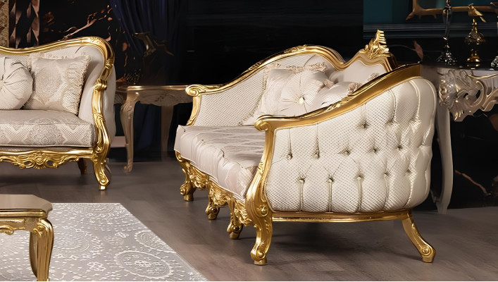 Sofas 3+3 sēdvietas dīvāns dīvāni krēsli sēdekļu komplekts audums viesistaba baroks