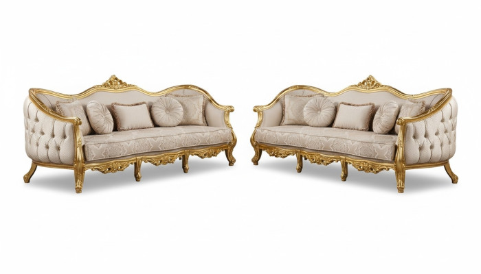 Sofas 3+3 sēdvietas dīvāns dīvāni krēsli sēdekļu komplekts audums viesistaba baroks