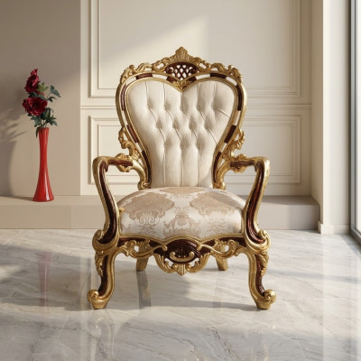 Austiņu krēsls Krēsls Luksusa dizains Polster Sofa Couch Chesterfield Tekstils Zelts Jauns