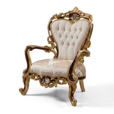 Austiņu krēsls Krēsls Luksusa dizains Polster Sofa Couch Chesterfield Tekstils Zelts Jauns