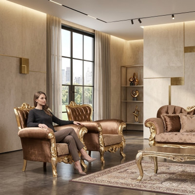 Oluāra krēsls Krēsls Baroka dizains Polster Sofa Couch Chesterfield Tekstils Sēdegbūve Jauns