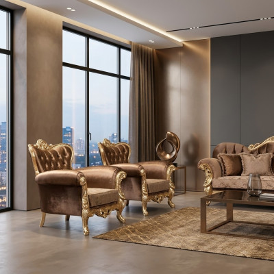 Oluāra krēsls Krēsls Baroka dizains Polster Sofa Couch Chesterfield Tekstils Sēdegbūve Jauns