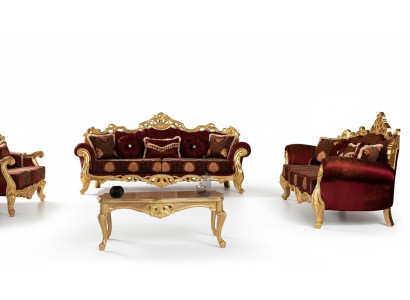 Sofas komplekts 3+3 sēdvietas luksusa izpildījumā, trīs vietas, auduma baroka grupa
