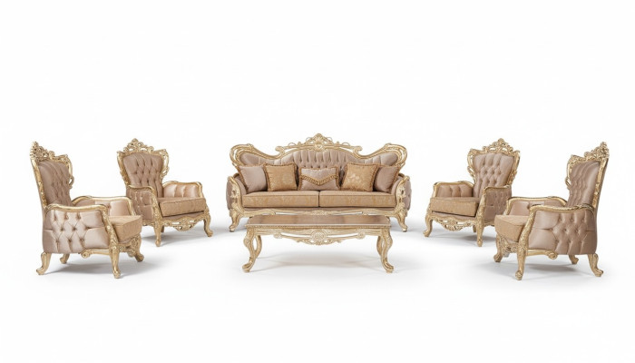 Sofa komplekts 3+3+1+1 Sēdekļi Sofa galdiņš Dīvāns Krēsli Dīvāni Atpūta Luksusa komplekts 5 gab.