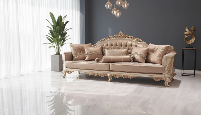 Sēdvieta trīsvietīgais dīvāns 3 vietas klasiskais dīvāns dīvāns audums stils baroks jauns
