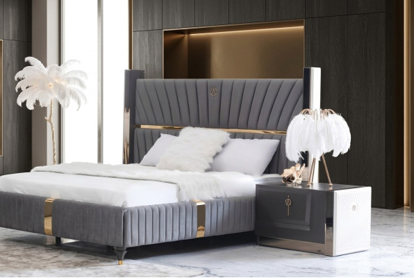 Nakts galds Pamatgalds Galds Koks Galdi Guļamistabas mēbeles Nakts galdi Pelēks