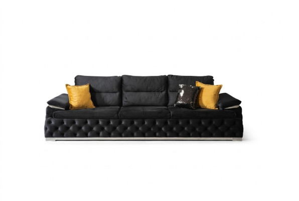 Trīsvietīgs dīvāns Dizaina sofa Moderns 4-vietīgs dīvāns Istabas mēbeles Melnas krāsas Pārklājs
