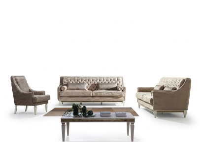 Beisais Chesterfield dīvāngarnitūra 4+3 vietu Stilīgs krēsla dizaina komplekts