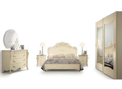 Schlafzimmer komplekts Bizzotto gulta nakts galds komoda spogulis skapis 5 gab.