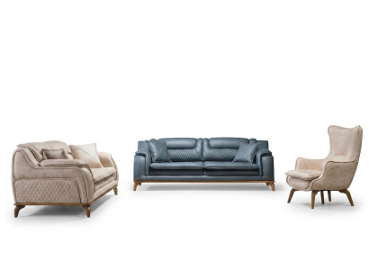 Sofas sēdvietu komplekts 3+3+1 zils krēsls luksusa ādas dīvāns mēbeles Rietumu stils